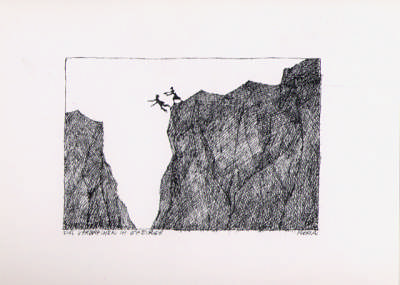Paul Flora Postkarte Das Verbrechen im Gebirge