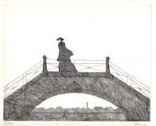 Paul Flora Radierung Venezianische Brücke