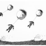 Paul Flora Radierung Auf und davon