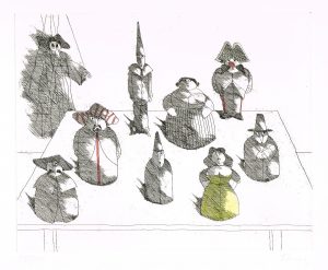 Paul Flora Marionette und acht Figuren