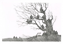 Paul Flora Dreizehn Unglücksraben im Baum