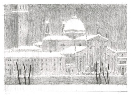 Paul Flora Lithographie San Giorgio Maggiore, Schnee