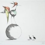 Paul Flora Federzeichnung Bewunderung