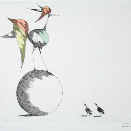 Paul Flora Federzeichnung Bewunderung