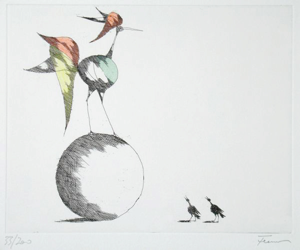 Paul Flora Federzeichnung Bewunderung