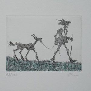 Älpler mit Ziege