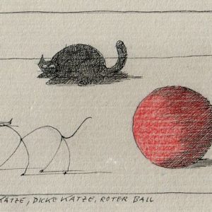 Dünne Katze, dicke Katze, roter Ball