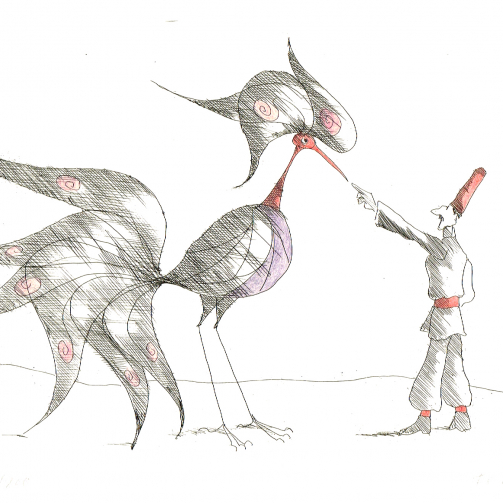 Paul Flora Der große Ziervogel