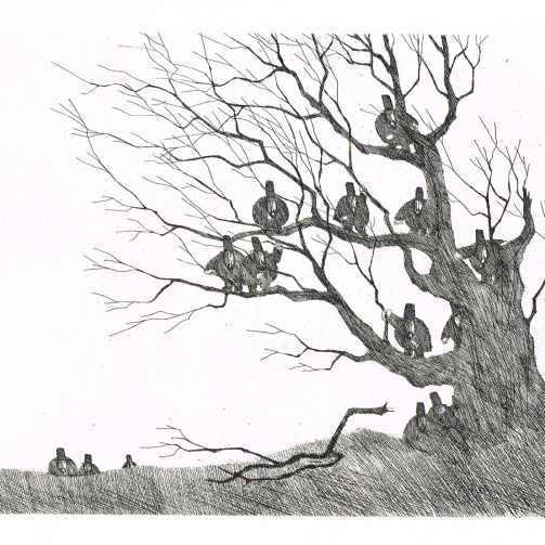 Paul Flora Dreizehn Unglücksraben im Baum