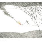 Paul Flora Radierung Herbstfeuer