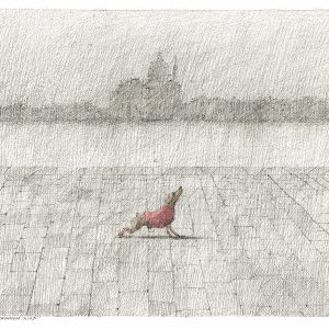 Paul Flora La Giudecca mit vornehmem Hund Postkarte