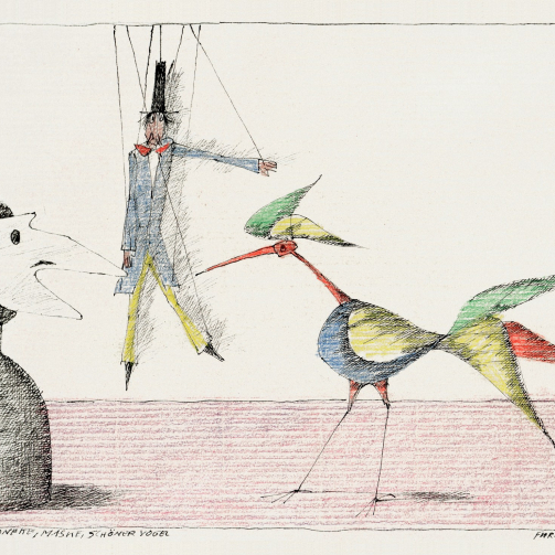 Paul Flora Marionette, Maske, Schöner Vogel