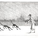 Paul Flora Lithographie Monsierur Corbeau und Katzen
