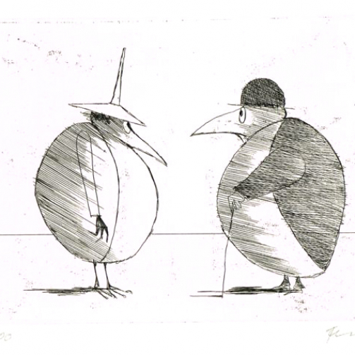 Paul Flora Radierung Aug in Aug I