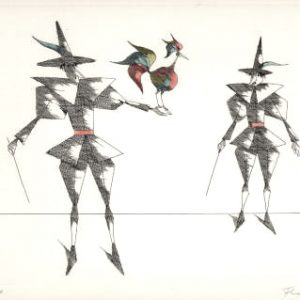 Paul Flora Radierung Der schöne Vogel