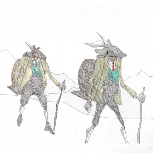 Paul Flora Radierung Der Weintransport