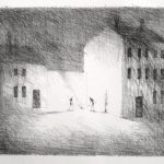 Paul Flora Lithographie Ein Feuer