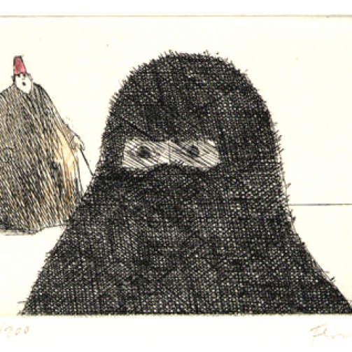 Paul Flora Radierung Geheimnisvoller Orient