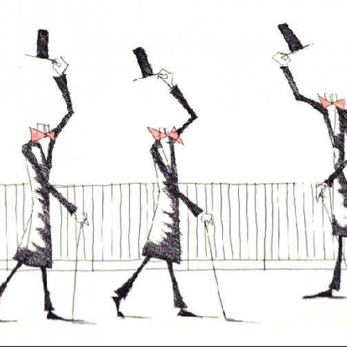 Paul Flora Radierung Grüß Gott