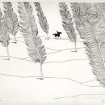 Paul Flora Radierung Literarische Landschaft mit Pegasus