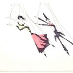 Paul Flora Radierung Marionettentanz