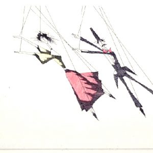 Paul Flora Radierung Marionettentanz