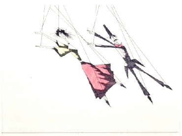 Paul Flora Radierung Marionettentanz