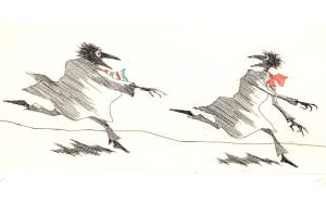 Signore Corvo jagt Monsieur Corbeau