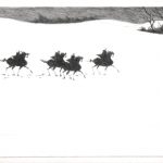 Paul Flora Lithographie Vier Reiter im Schnee