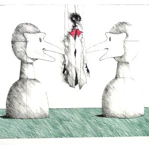 Zwei Masken und Monsieur Corbeau