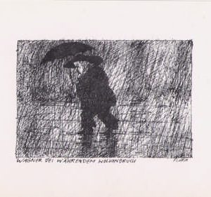 Wagner bei währendem Wolkenbruch