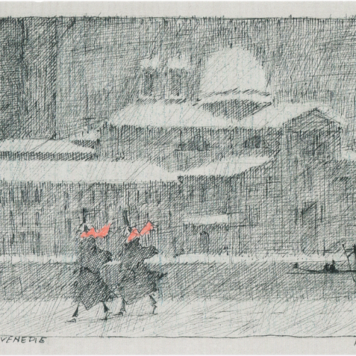 Paul Flora Schnee in Venedig