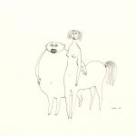 Paul Flora Federzeichnung Herr Lasky und ein junges Mädchen - David und Hanne Axmann