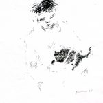 Paul Flora Federzeichnung Knabe mit Katze