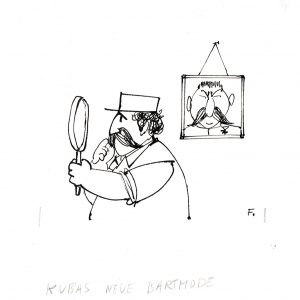 Paul Flora Federzeichnung Kubas neue Bartmode