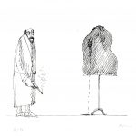 Paul Flora Litgographie Aus der Serie - Als der Großvater auf die Großmutter schoss