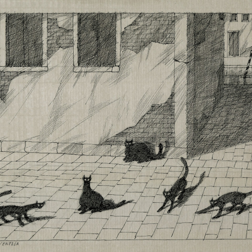 Paul Flora Poster I gatti di venezia