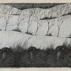 Paul Flora Poster Landschaft mit drei alten Raben