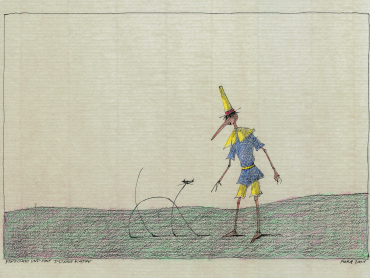 Paul Flora Poster Pinocchio und eine dünne Katze