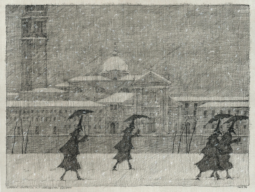 Pasul Flora Poster Venedig, winterlich, mit verlarvten Figuren