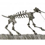 Paul Flora Radierung Das störrische Mammut