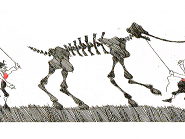 Paul Flora Radierung Das störrische Mammut