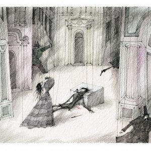 Paul Flora Postkarte Theater X