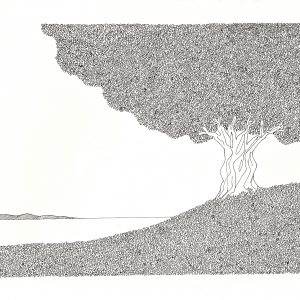 Paul Flora Federzeichnung Literarische Landschaft