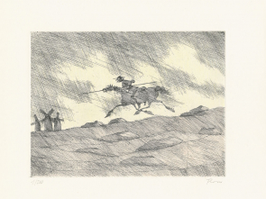 Don Quichote kämpft gegen Windmühlen