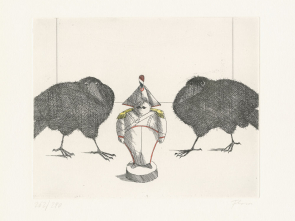 Carabiniere mit zwei Raben