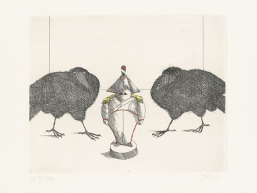 Carabiniere mit zwei Raben