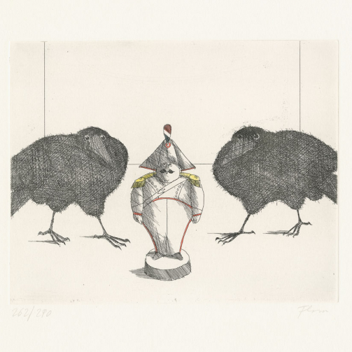 Carabiniere mit zwei Raben